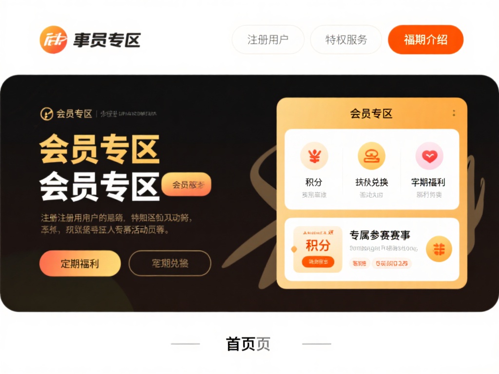 会员专区及福利介绍：首页一角专设的会员专区，为注册